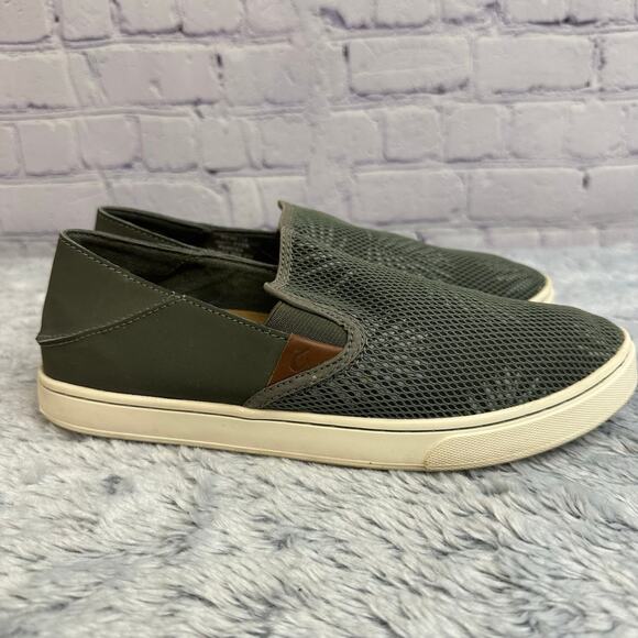 OluKai Shoes - OluKai Pehuea Sage Green Palm Leaves Mesh Slip On Loafers Size 7.5 Casual Shoes